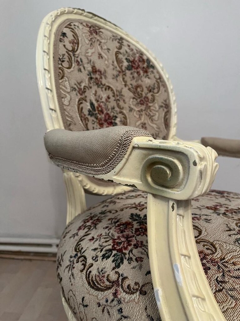 Antika Masif Madalyon Çift Berjer - 5