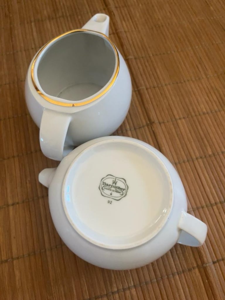 Vintage Bareuther Bavaria Alman Porselen 2’li Sosluk Takımı Altın Yald - 3