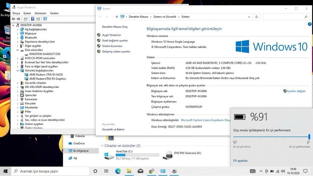 120GB SSD 2GB HARİCİ EKRAN KARTLI AMD İŞLEMCİLİ HP LAPTOP - 8