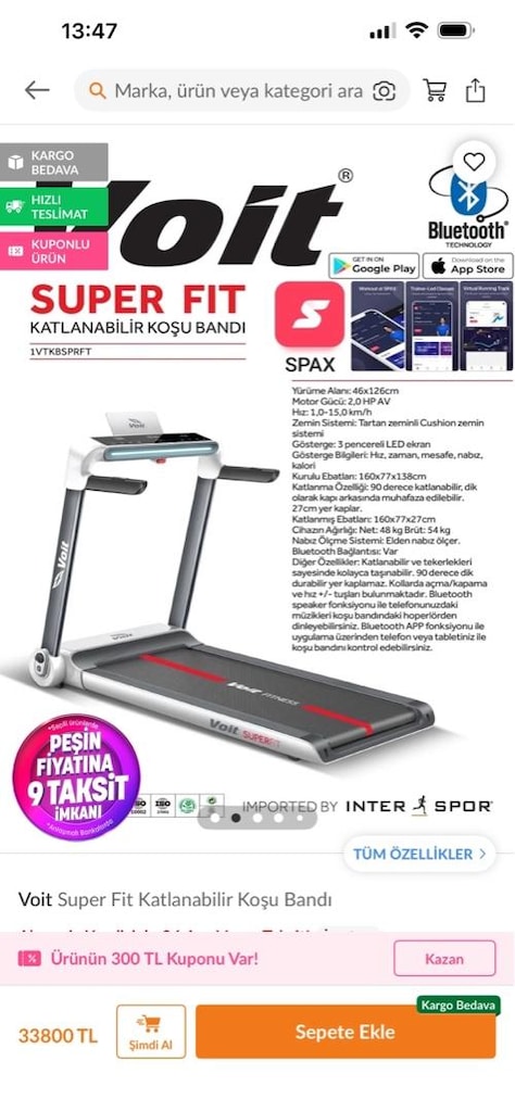 voit süper fit katlanabilir koşu bandı - 5