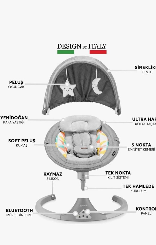 Elele Dormire Elektrikli Otomatik Sallanan Ana Kucağı - 2