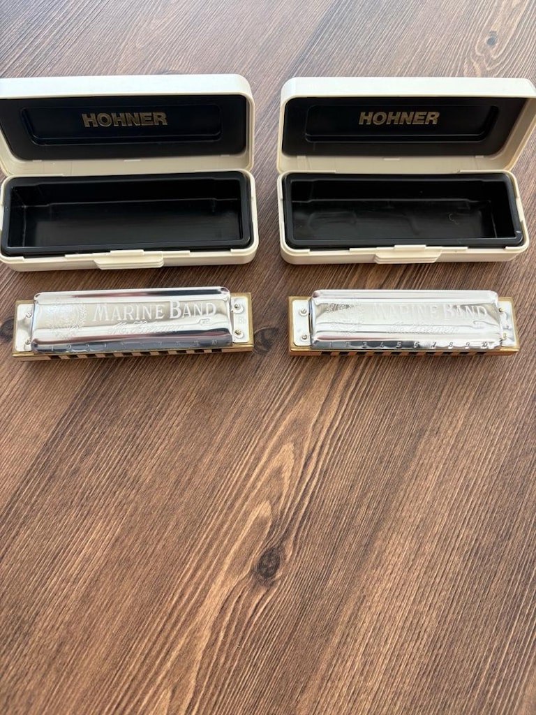 2 Adet Hohner Marine Band Mızıka – A Moll & Bb Moll – Orijinal Kutulu - 2