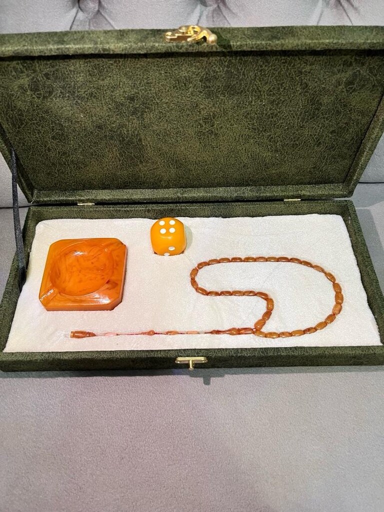 Usta İsa Balkaya İmzalı Sıkma Kehribar Tesbih Seti - 2