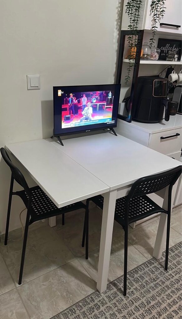 ikea hauga katlanır mutfak masa beyaz MDF - 2