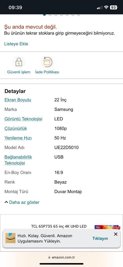 Samsung beyaz 22 inç tv - 9