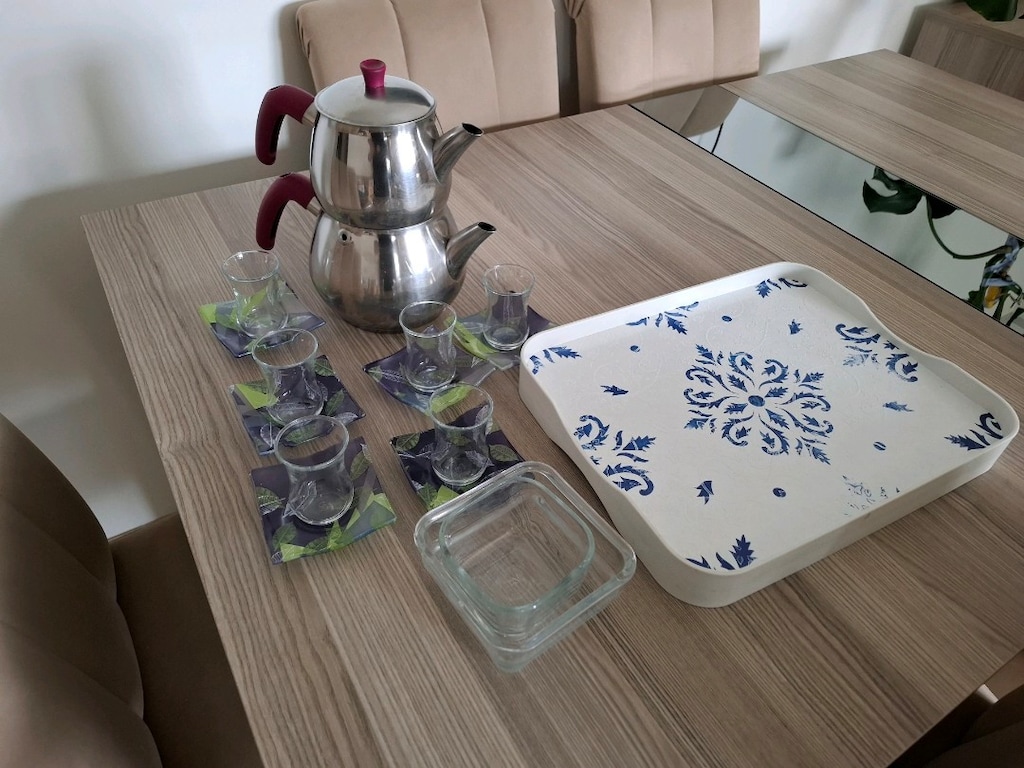 çaydanlık, tepsi, bardak - 13