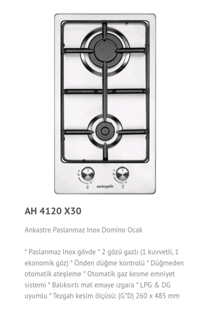 Eminçelik Ankastre 2 li inox Çelik ocak 3.250 TL - 5