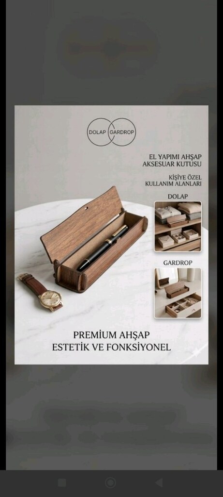 Premium Ahşap Kalem & Aksesuar Düzenleyici Kutu - 2