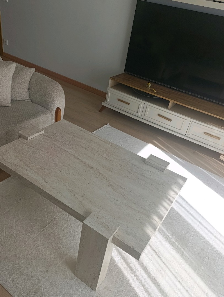 traverten görünümlü ahşap sehpa - 3