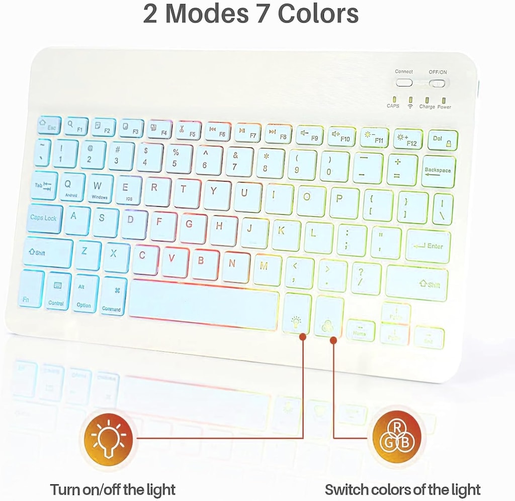 RGB LED Şarjlı Bluetooth TR-Q Klavye & Mouse Set Mini & Slim - 7