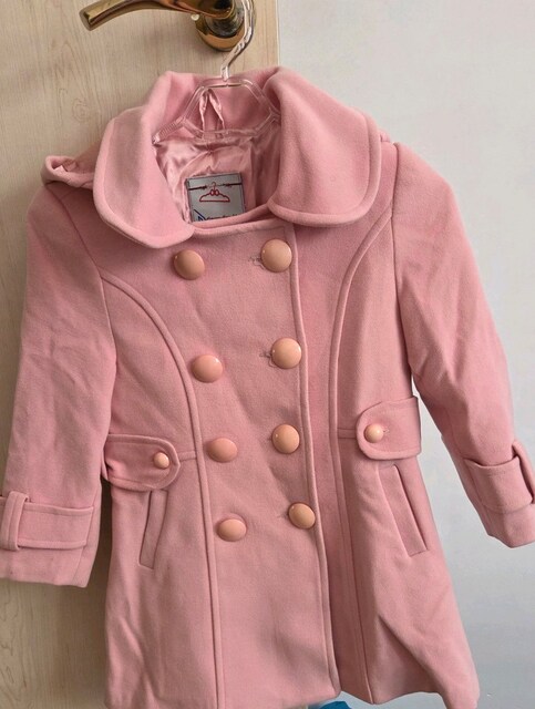 3 Yaş Kız Çocuk Pembe Doctor Junior Kaşe Kaban - Çok Temiz