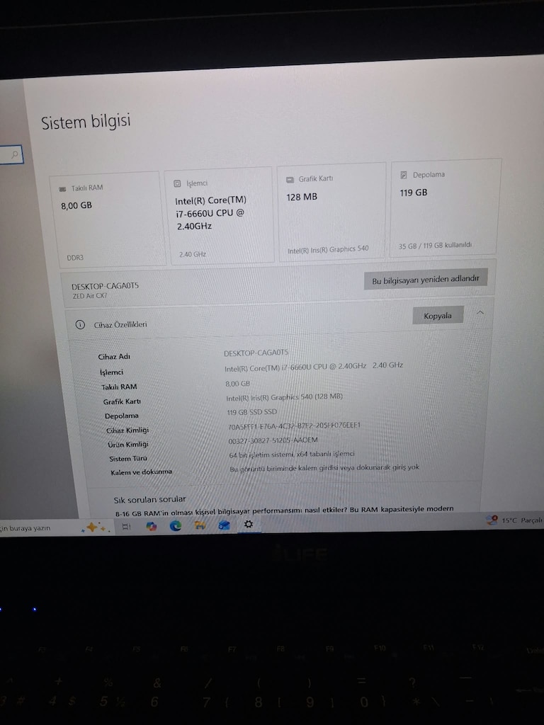 i7 İşlemci - 8GB RAM - 120GB SSD / iLIFE ZED AIR CX7 Laptop - 6