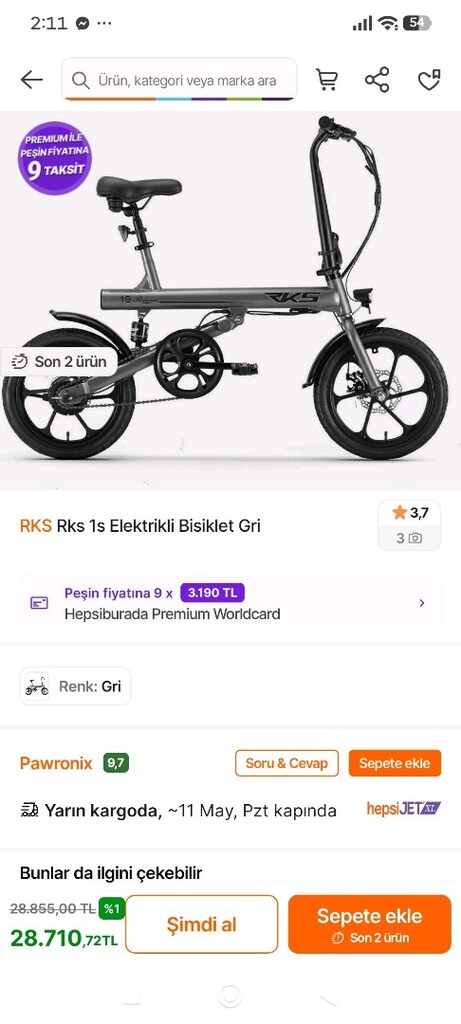 RKS 1 s Elektrikli bisiklet renk siyah ve şarjı - 8