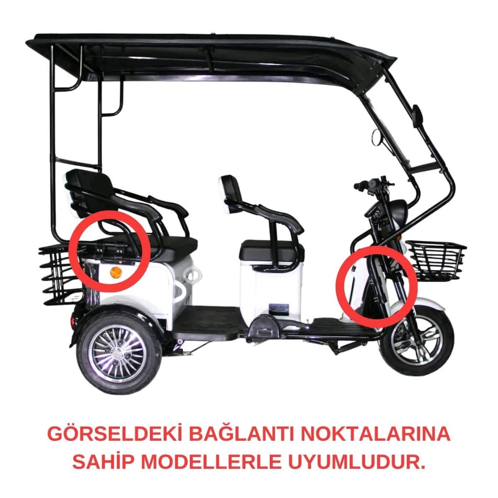 Elektrikli 3 Teker Mopedlere Uygun Alternatif Tente Yağmurluk Güneşlik - 7