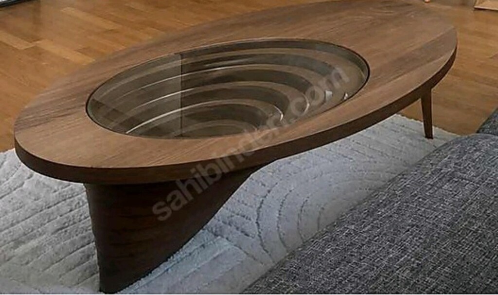 Ahşap camlı dekoratif orta sehpa - 2