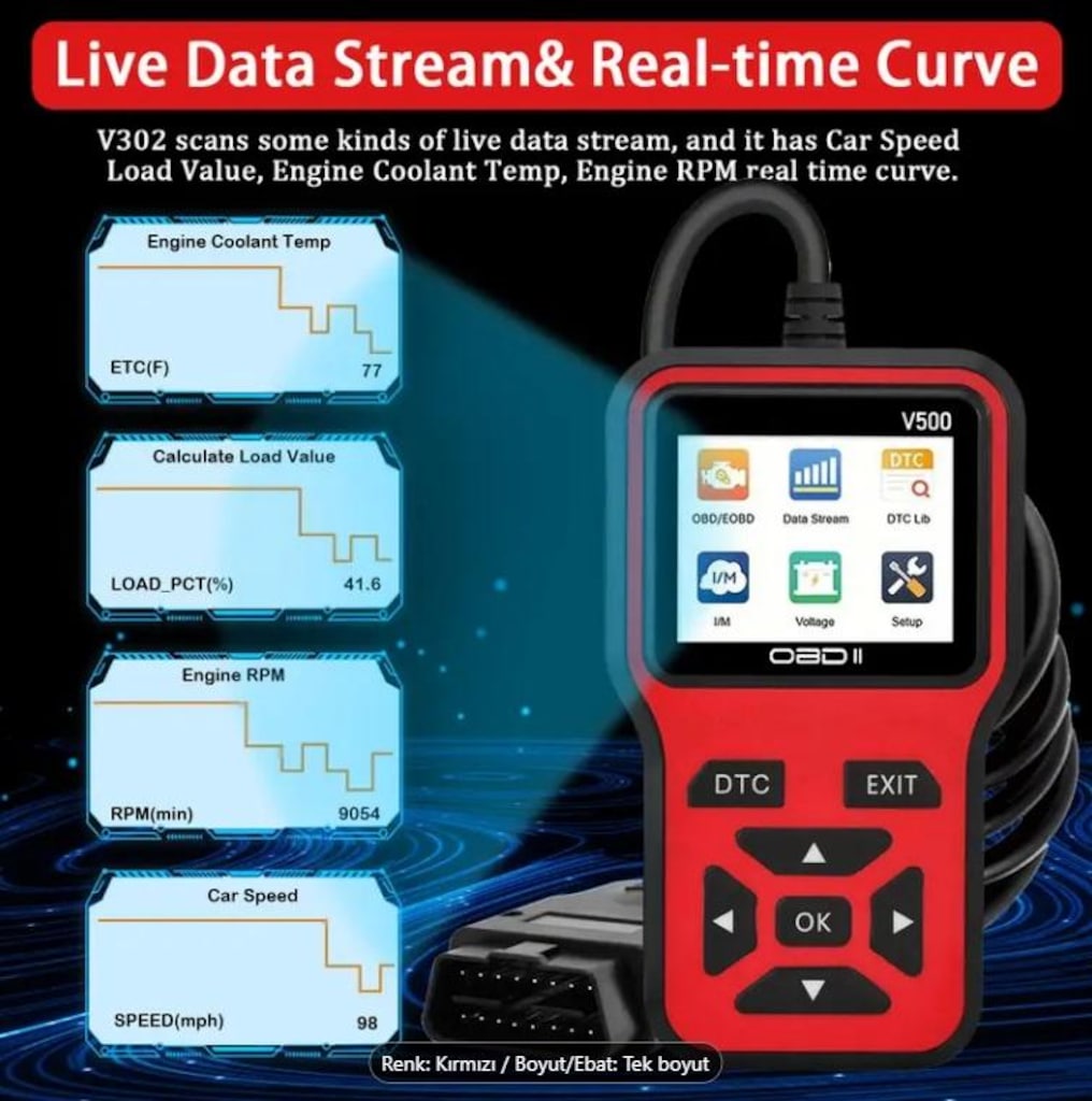 OBD II-V500 Arıza Tespit Cihazı - Hata Kodu Okuma ve Silme OBD2 - 8