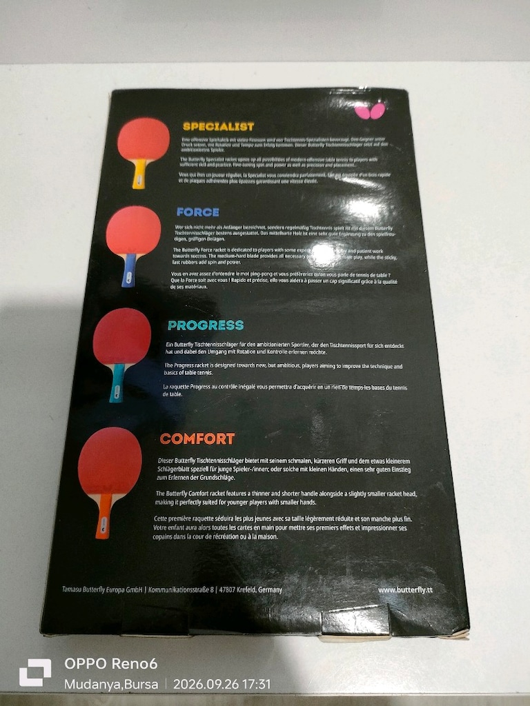 sıfır kutusunda butterfly progess masa tenisi raketi - 5