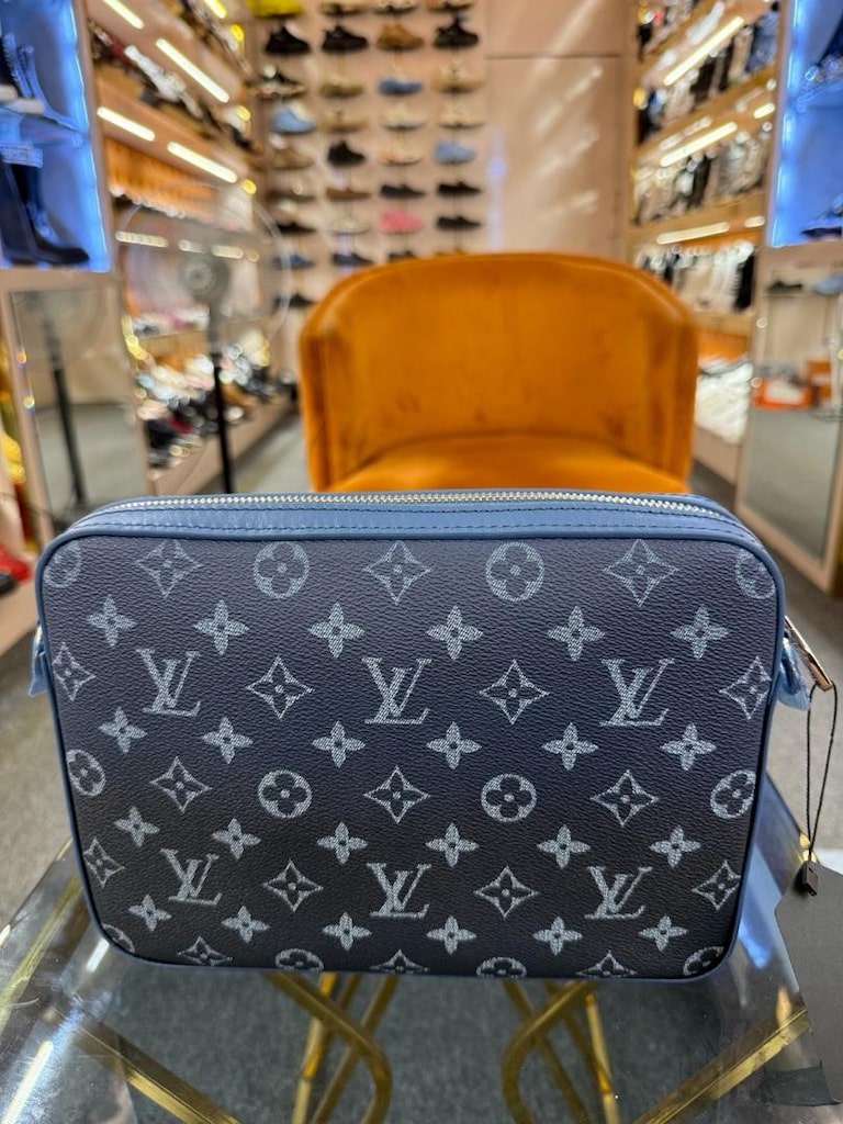 Sıfır LV Monogram Mavi Askılı Çanta Seti - 4