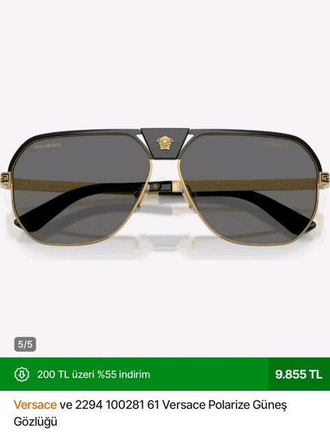 Versace ve 2294100281 61 Polarize orjinal güneş gözlüğü