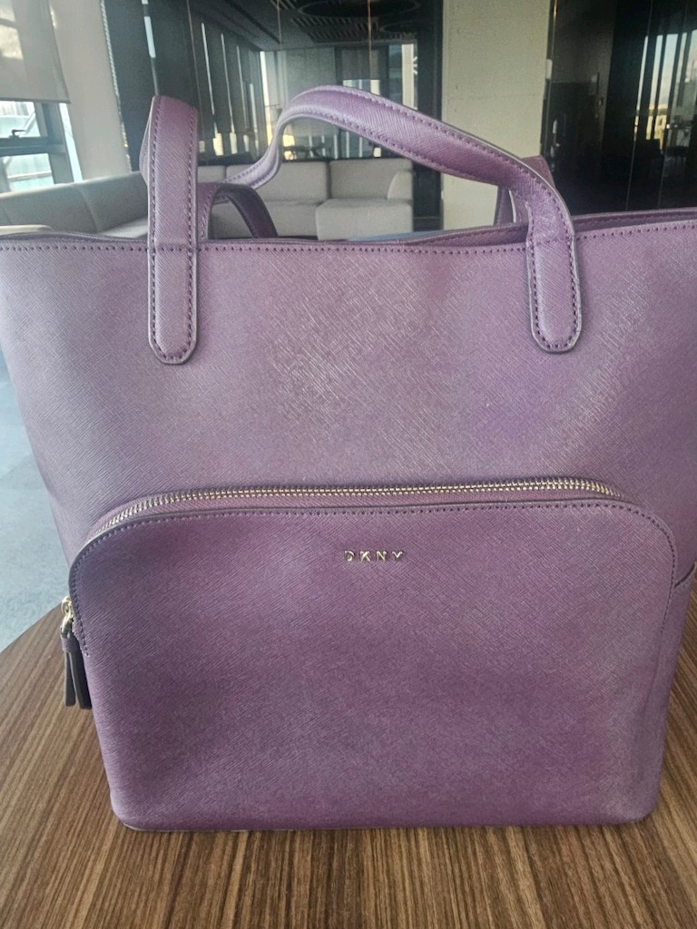 DKNY Mor Hakiki Deri Tote Çanta - 3