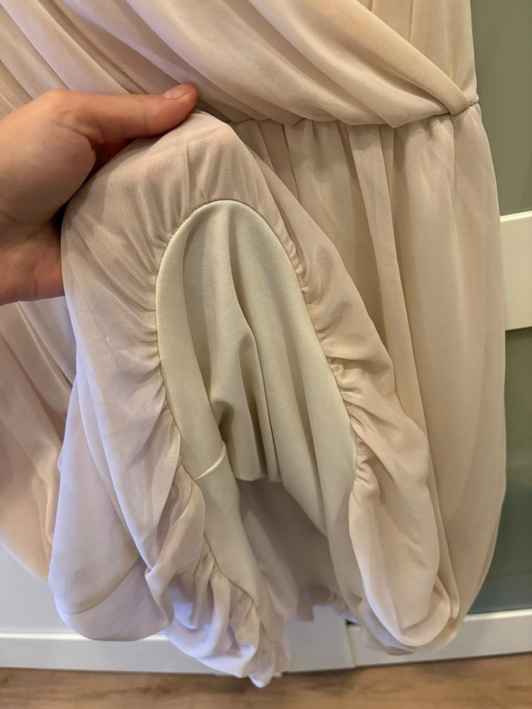 H&M Pudra Fırfırlı Uzun Elbise - 4