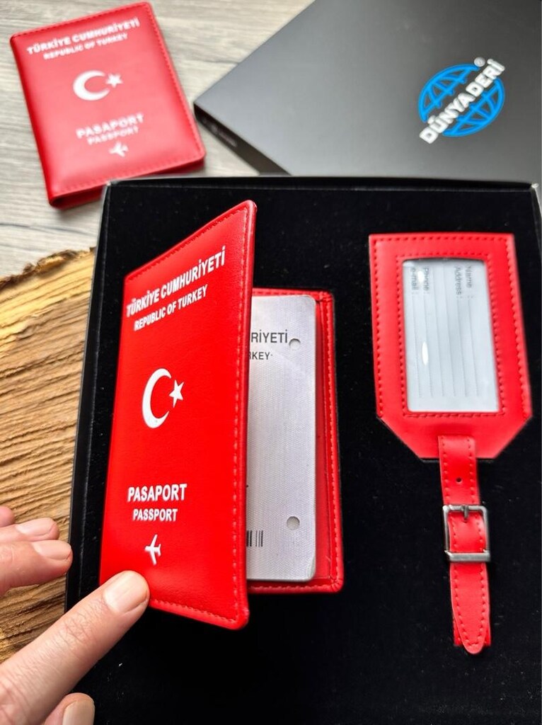 Pasaport Kılıfı, Pasaport Kabı Cüzdanı, Bagaj Valiz Etiketi 2’li Set - 15