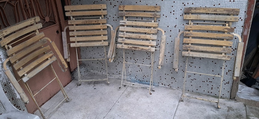 metal ve ahşap sandalye - 2