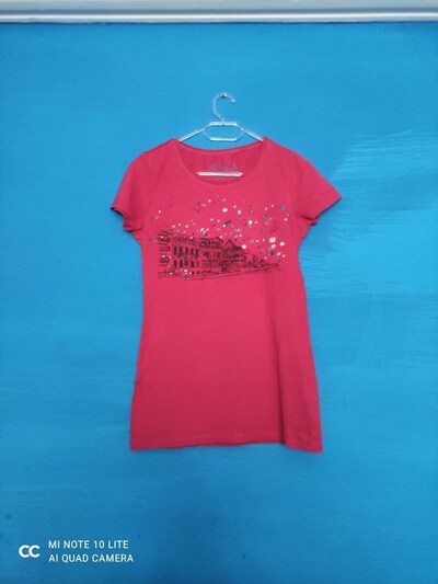 Kırmızı XS 34 Mavi jeans Tshirt