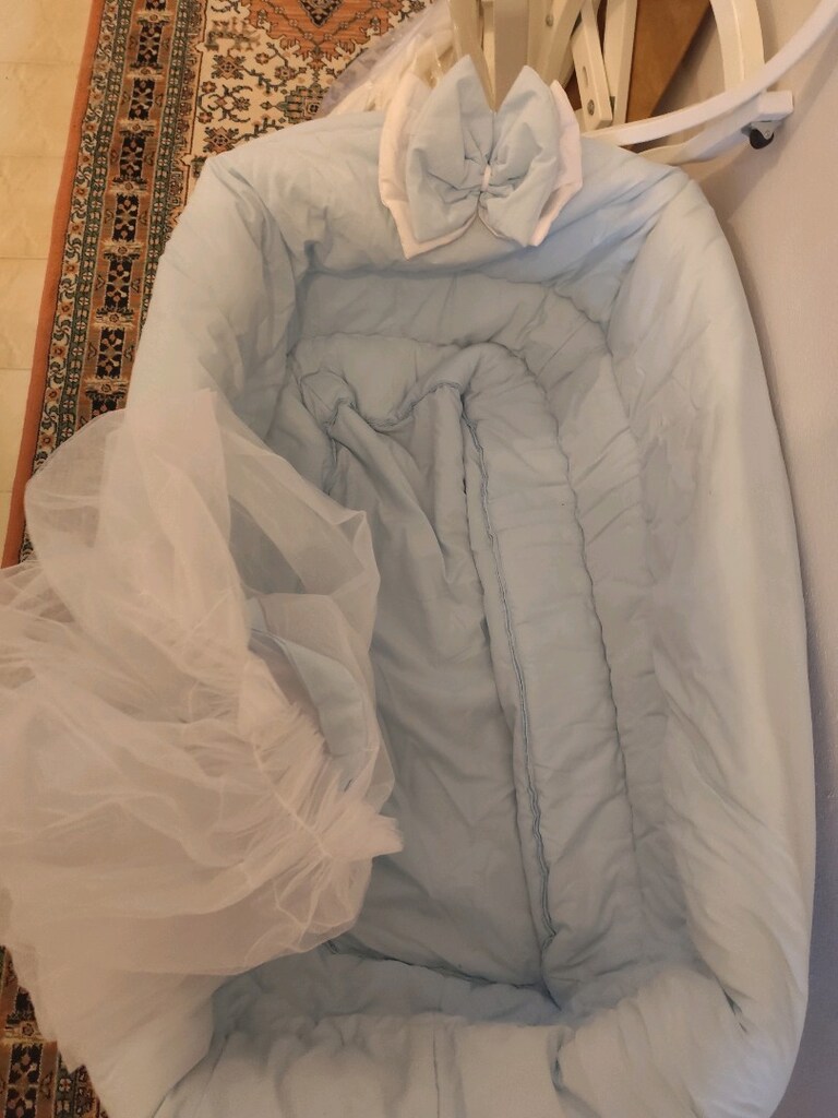 Ahşap Beyaz Bebek Beşiği - 2