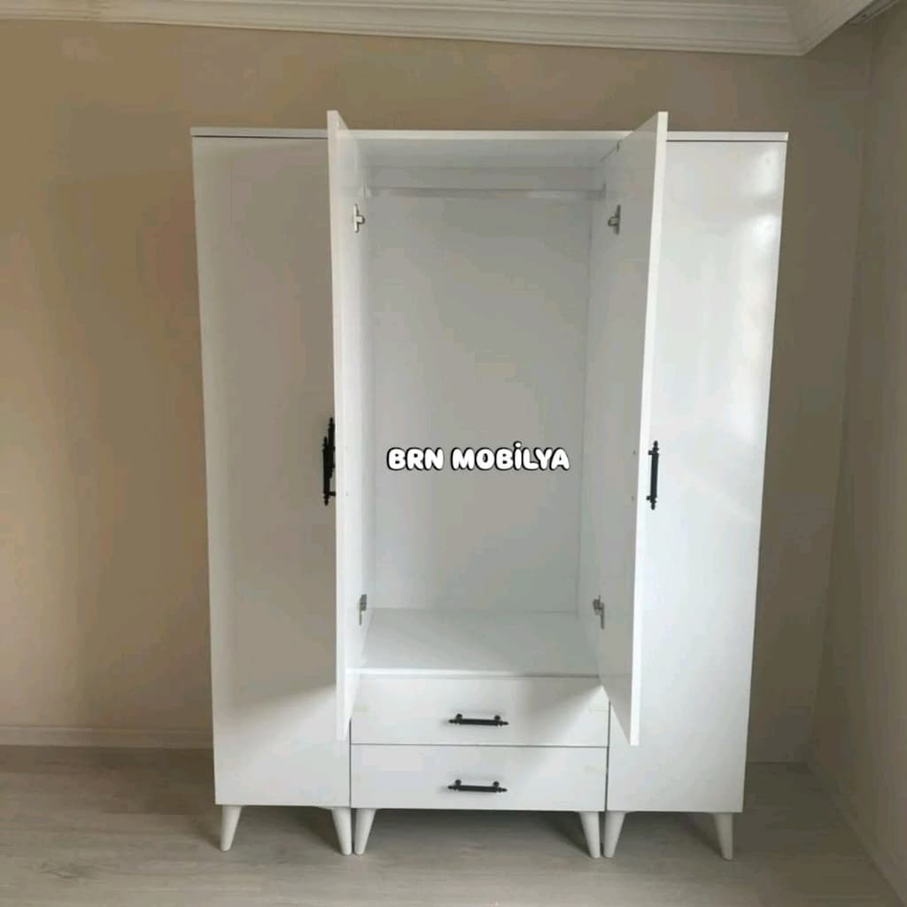 4 KAPAKLI DOLAP ÜCRETSİZ KURULUM KAPIDA ÖDEME GARDROP ELBİSE DOLABI - 3