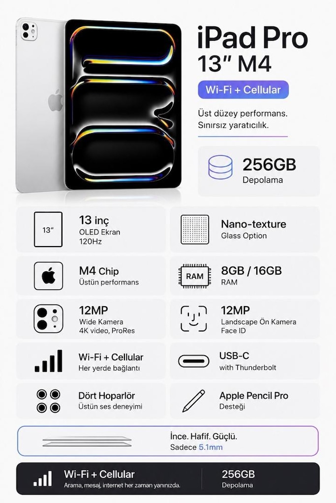 Apple iPad Pro 13” M4 işlemci 256gb - 3