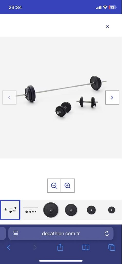 Decathlon Domyos 175 cm Halter Barı + 4x10 kg Döküm Plaka (48,7 kg) - 7
