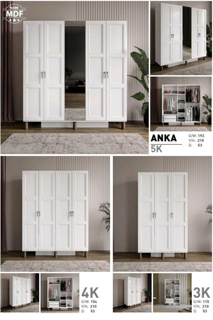 5 Kapılı MDF Gardırop, 5 Kapaklı MDF Dolap - 5