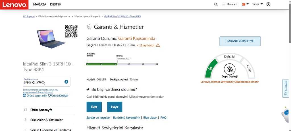 Lenovo IdeaPad Slim 3 i7*13620H 16GB 1TB SSD | Temiz Ürün | Garantili - 5