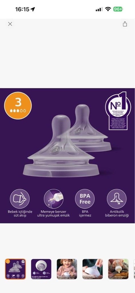 Philips Avent biberon 2 ve 3 numara emzikle birlikte- 2 adet - 3