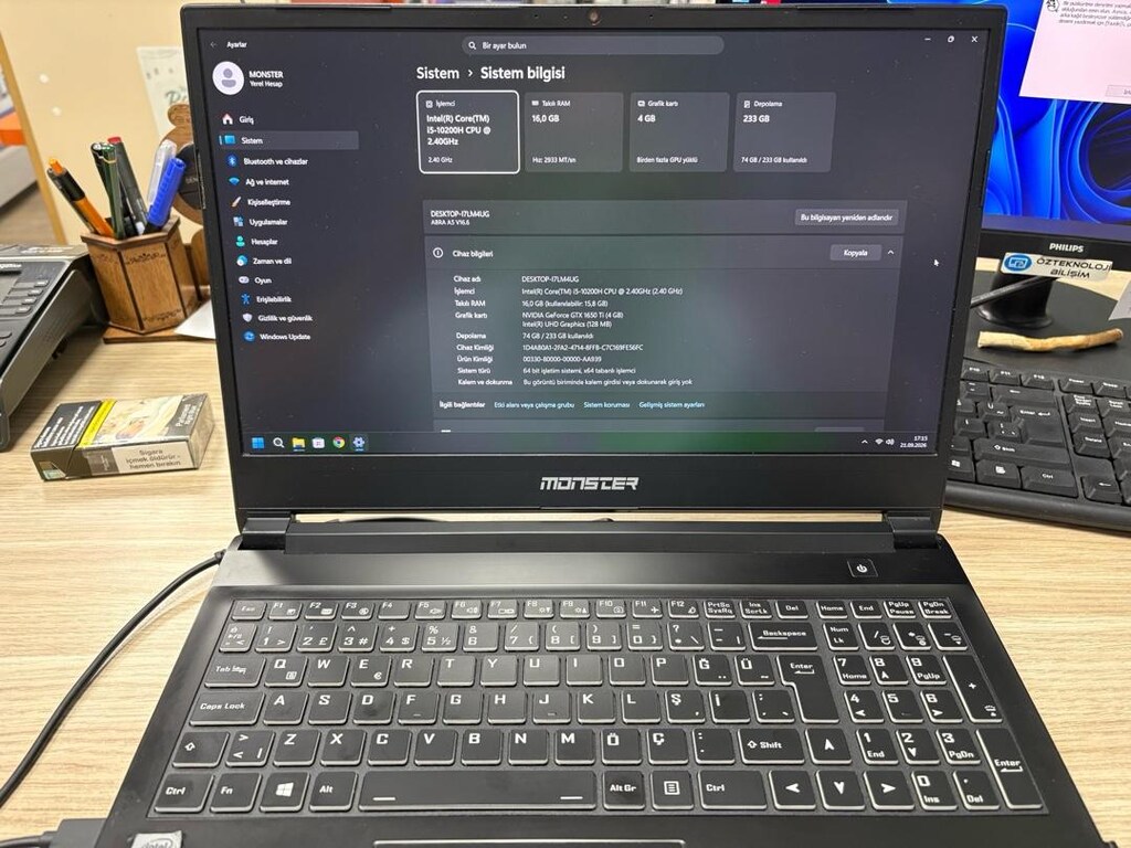 MONSTER ABRA A5 V16.6 İNTEL İ5-10200H GTX 1650Tİ 4GB VRAM - 3