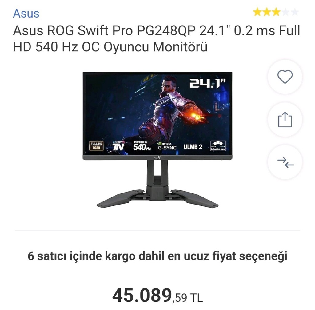 SAMSUNG Monitör ASUS ROG Swift Pro 248 KP24. 1" - 5