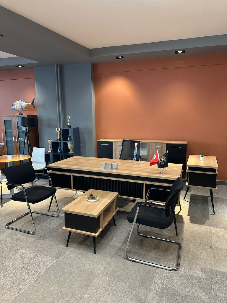 KLAS OFİS ÜSKÜDAR 200x90 cm MEŞE YÖNETİCİ TAKIMI SIFIR - 3