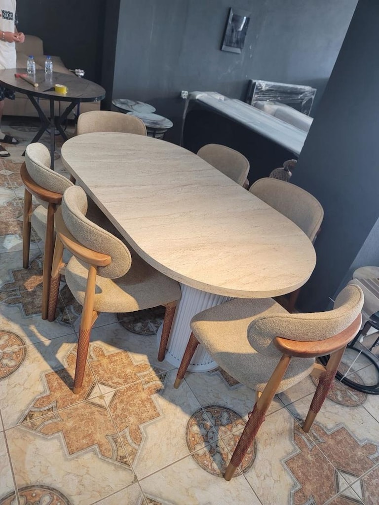 ‘ bohem yemek masası sandalye takımı altı kişilik gürgen - 3