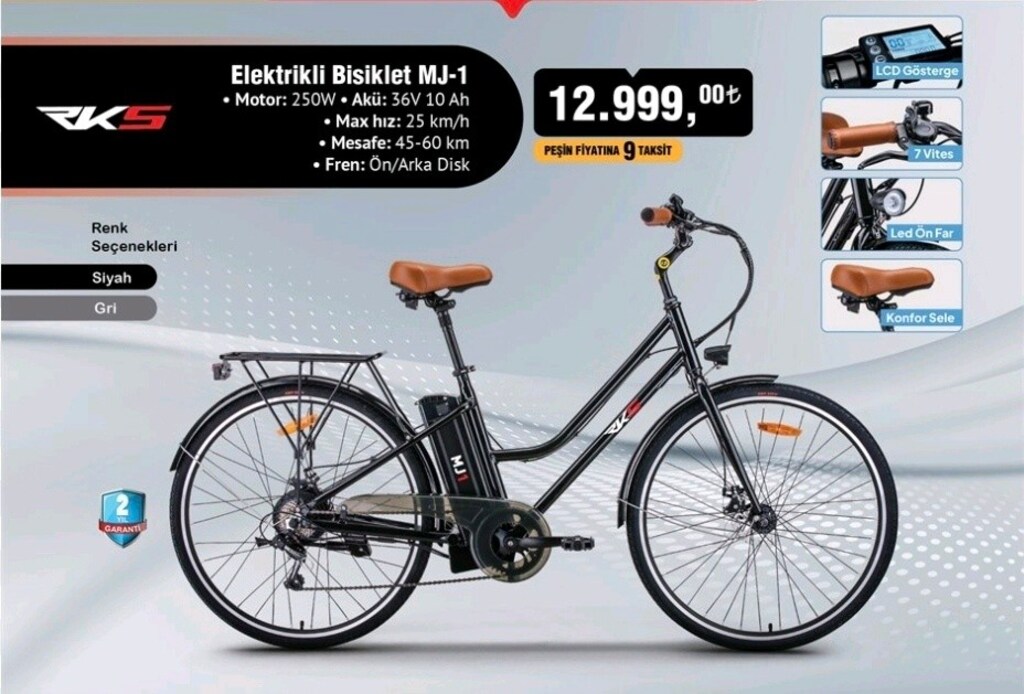 RKS MJ1 Elektrikli Bisiklet - Siyah - 14