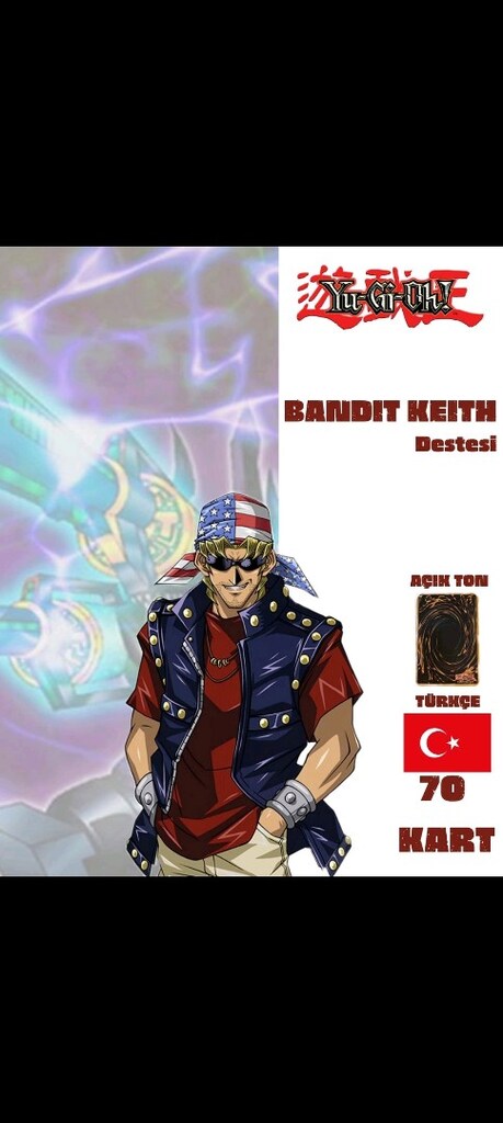 Türkçe Bandit Keith Destesi 70 Yugioh Kartı Yu-Gi-Oh!