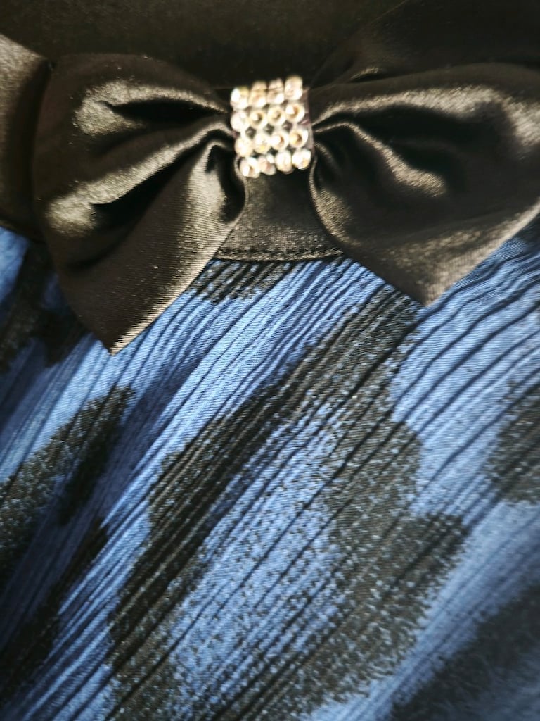 Saks Mavi Leopar Desenli Tül Detaylı Bluz 48 Beden - 8