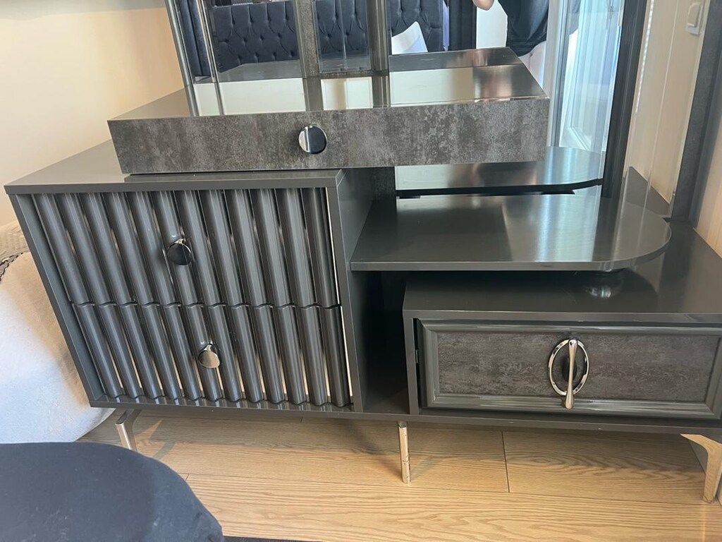 mdf luxury siyah aynalı yatak odası - 3