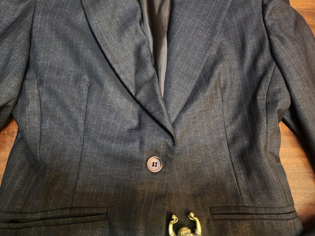 KOTON ÇİZGİLİ GRİ CEKET BLAZER — görsel 10/20