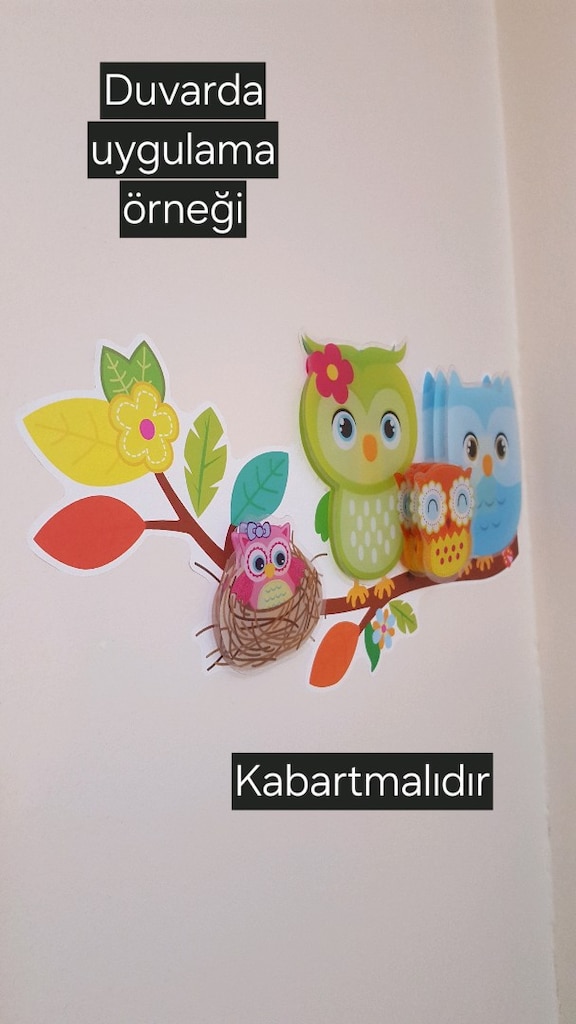 Renkli Baykuş Duvar Sticker Seti - 6