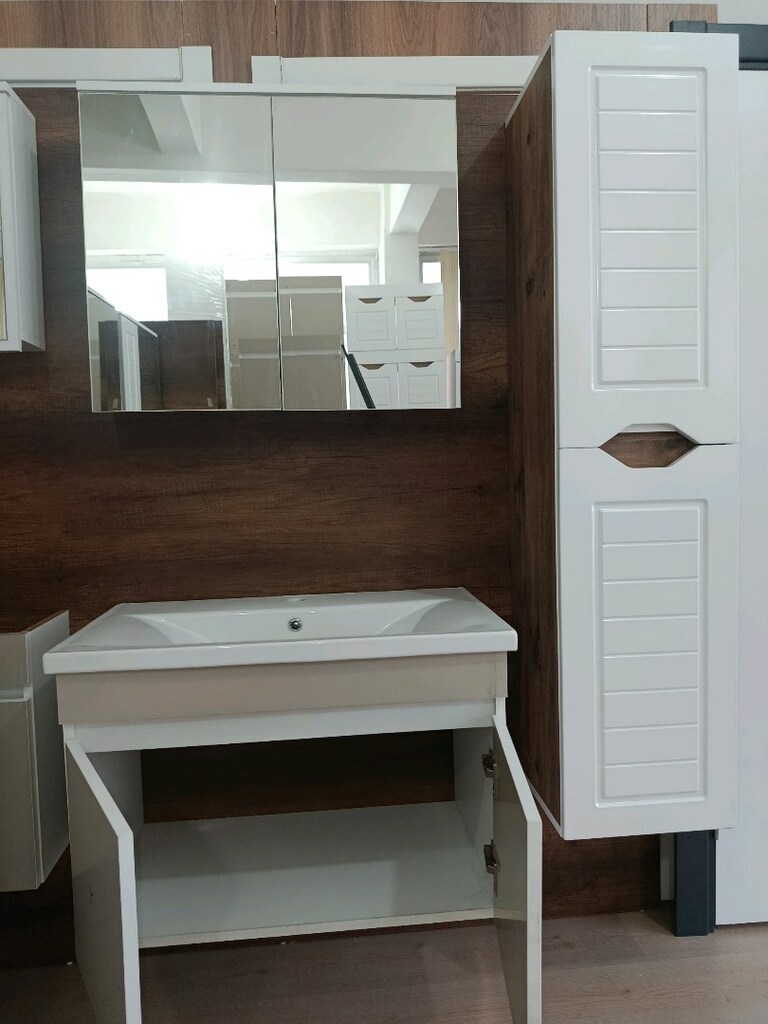 ALTÜST KAŞMIR RENKLİ MDF BANYO DOLABI &BALON KAPAK BOY DOLABI - 12