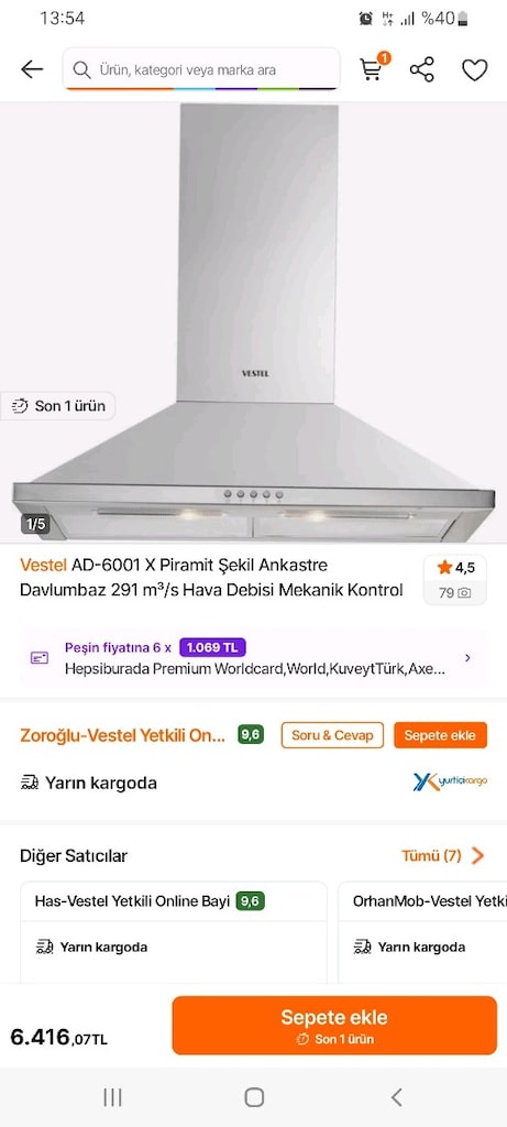 Vestel inox davlumbaz aspiratör - 4