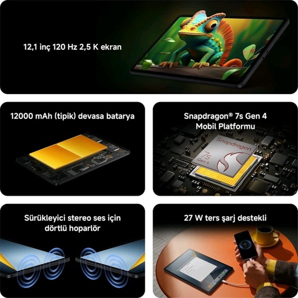 POCO Pad M1 8GB/256GB |12.1" 120Hz| Snapdragon 7s Gen 4 | Sıfır - 4