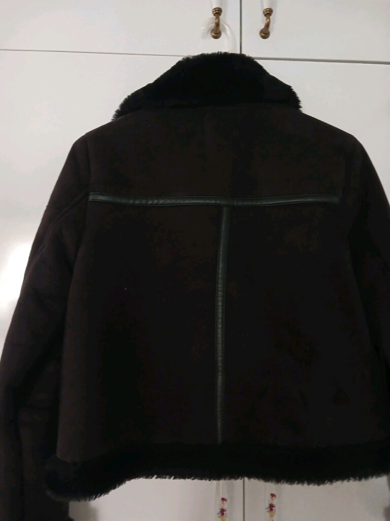 Stradivarius bayan M beden sıfır süet kısa kaban - 5