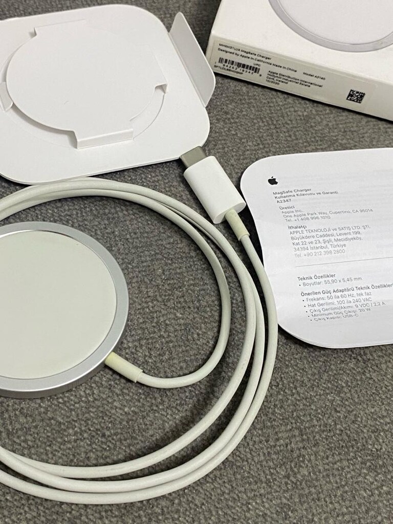Apple MagSafe kablosuz şarj seti, beyaz yuvarlak şarj başlığı, USB-C - 5